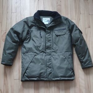 Men's Olive Puffer Jacket, Canadian-made size M
